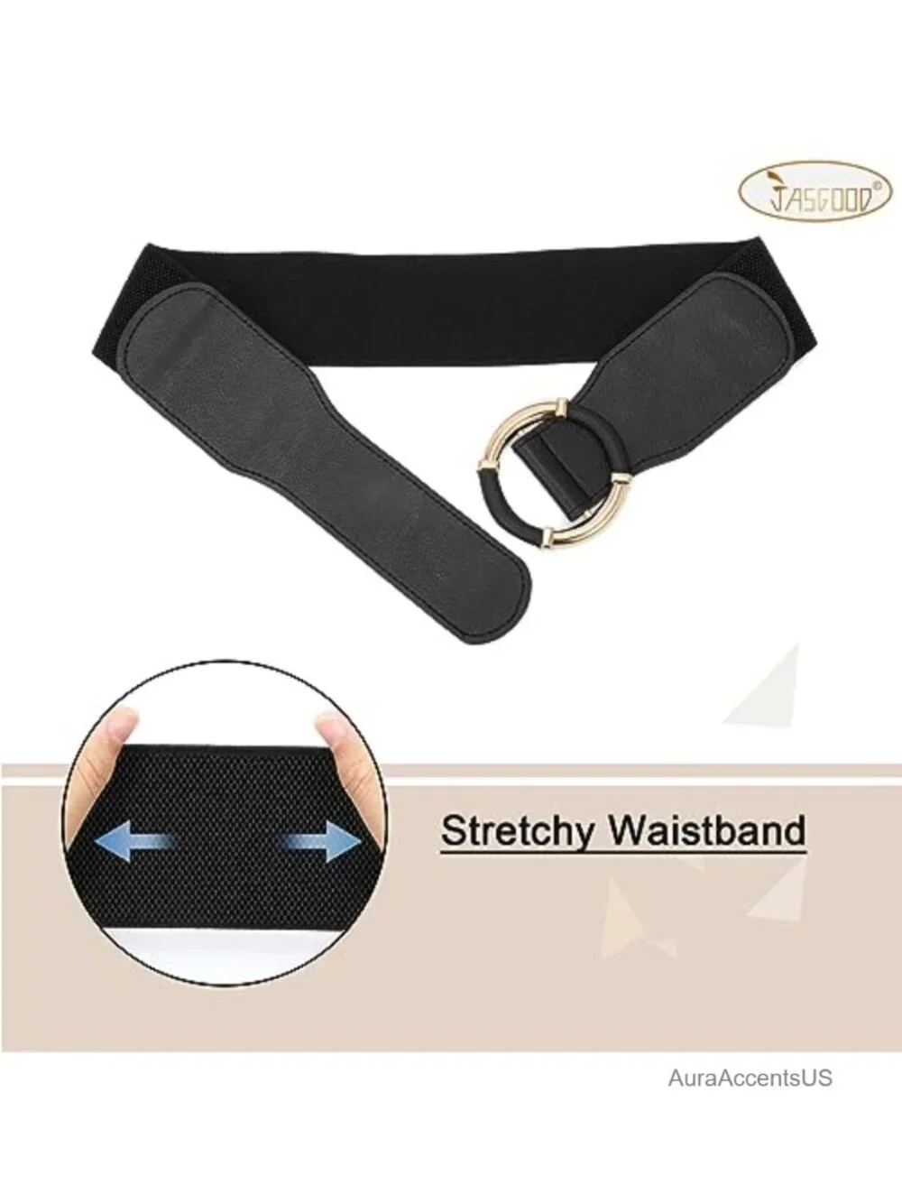 2 Pack Wide Elastic Waist Belt Stretchy Faux Leather Vintage Dress Belt